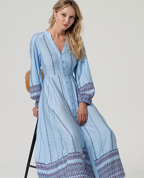 Surkana Long Shirt Dress Blue
