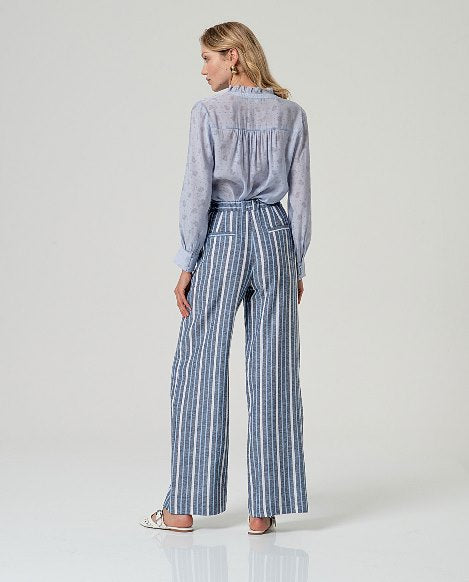Surkana Wide Leg Pants Navy Blue Stripe