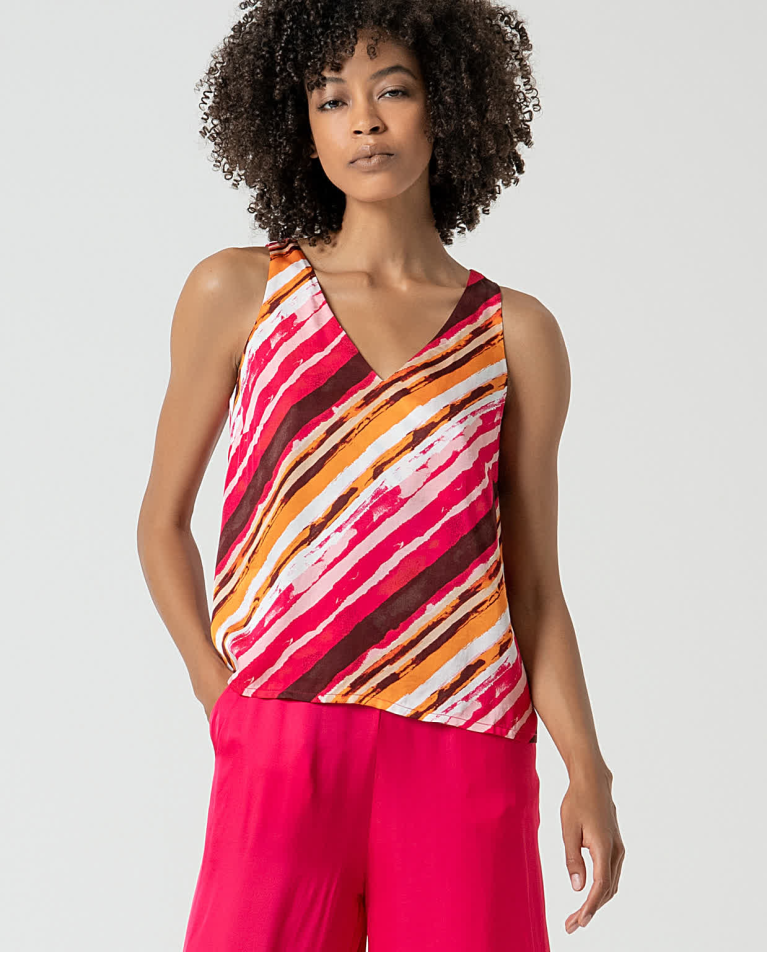 Surkana Satin V Neck Top