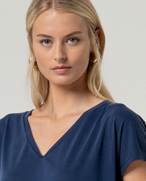 Surkana Sleeveless V-Neck T-Shirt Navy Blue