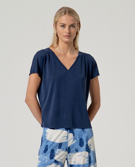 Surkana Sleeveless V-Neck T-Shirt Navy Blue