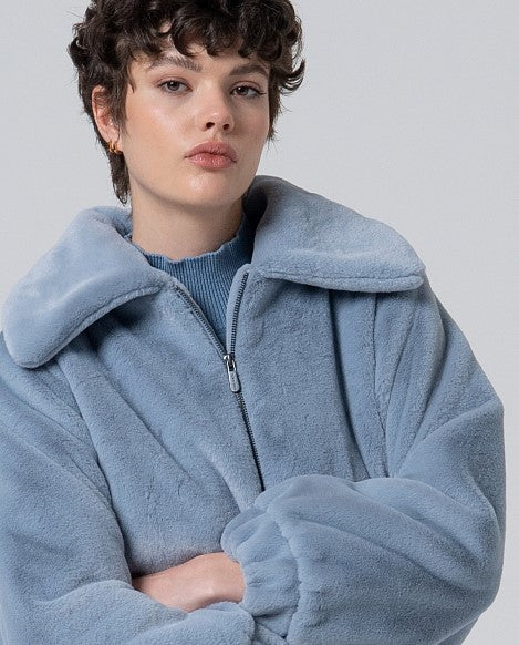 Surkana Short Faux Fur Jacket Blue