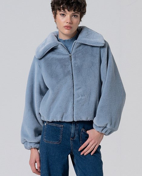 Surkana Short Faux Fur Jacket Blue
