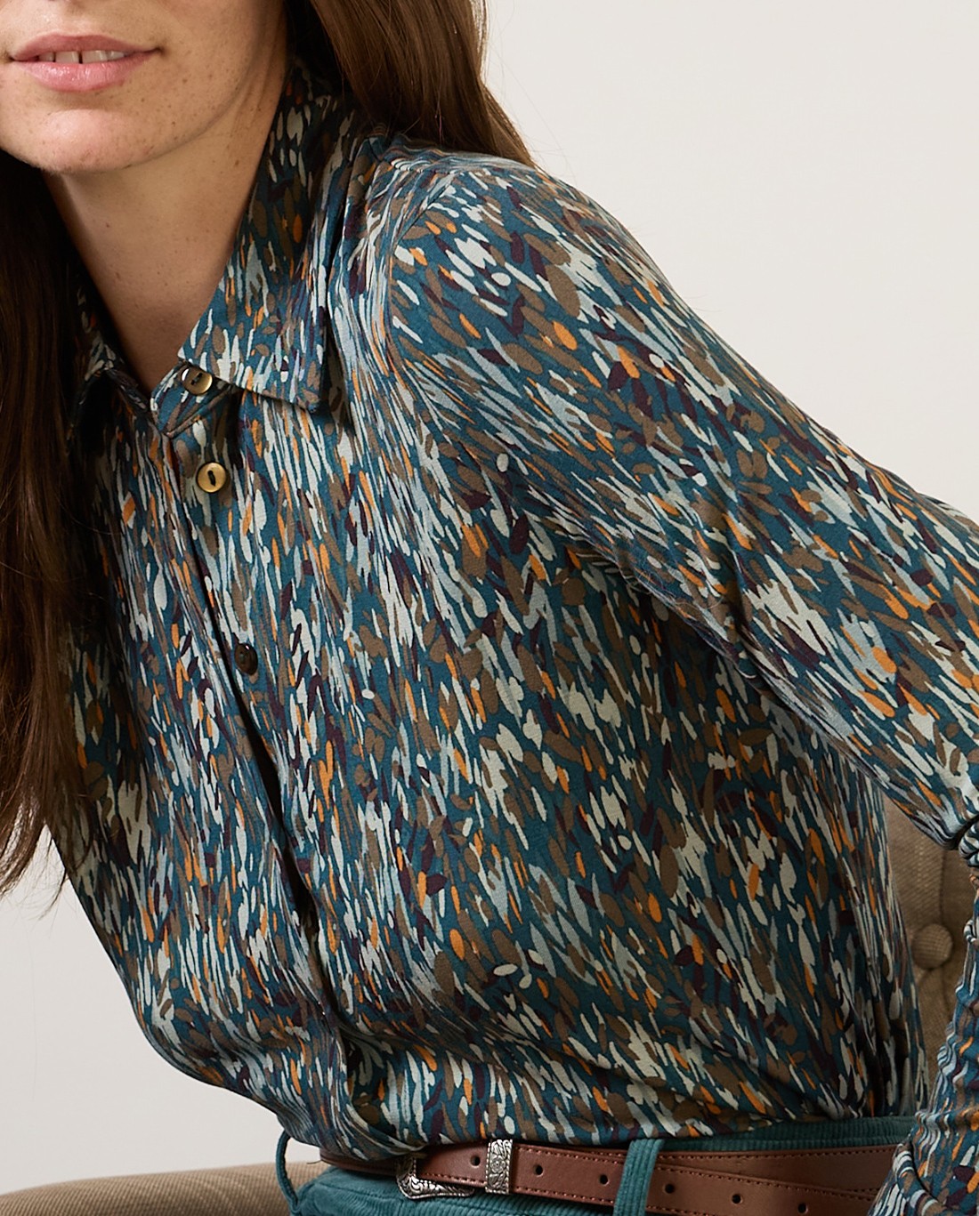 Surkana Long Sleeve Shirt Petrol Blue