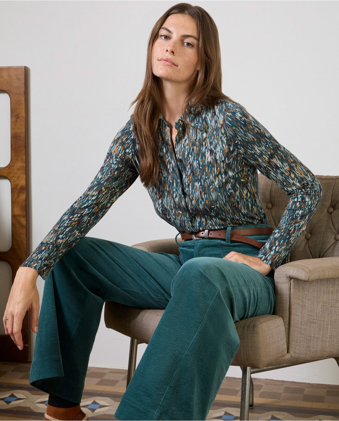 Surkana Long Sleeve Shirt Petrol Blue