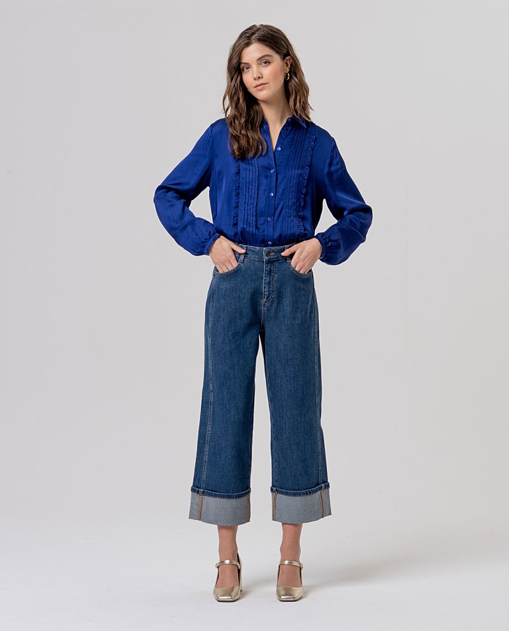 Surkana Turn-up hem jeans Indigo