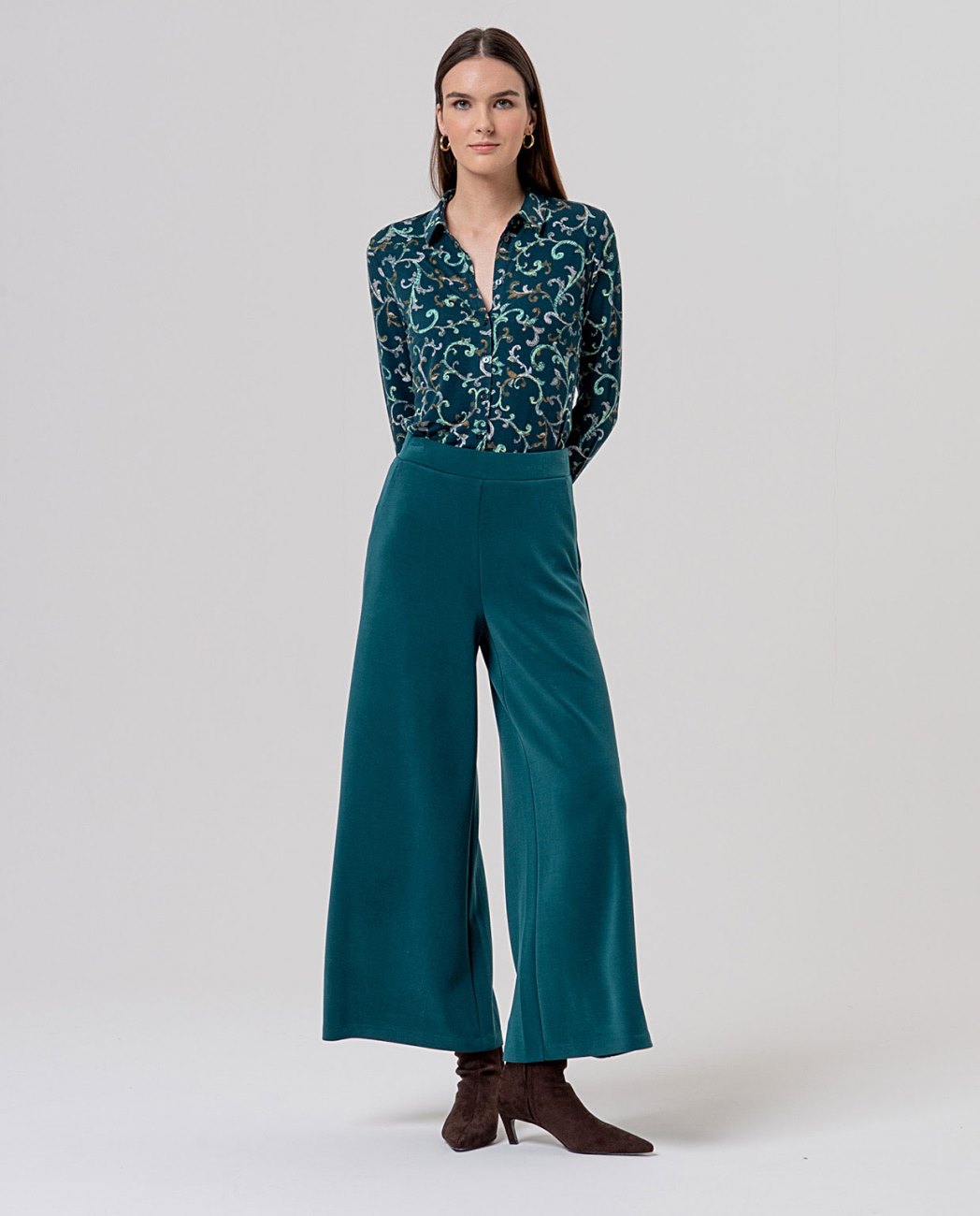 Surkana wide Leg Trousers Bottle Green