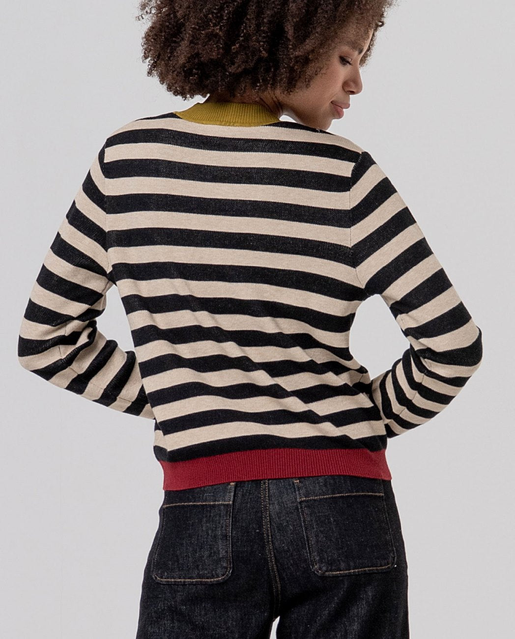 Surkana Striped crew neck sweater Black