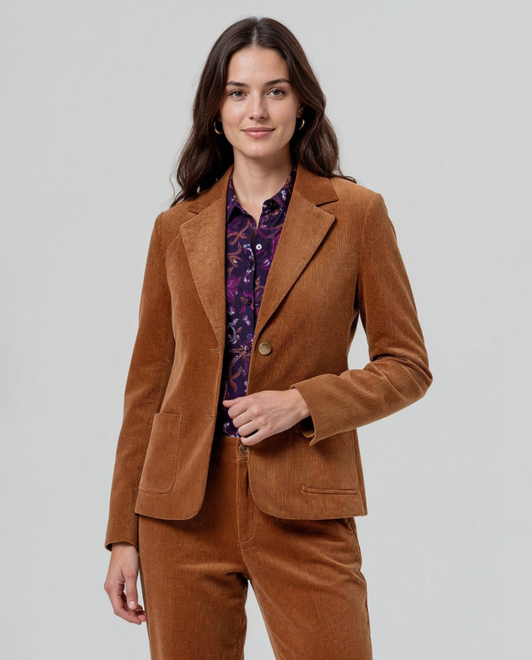 Surkana Blazer with printed lining Toffee