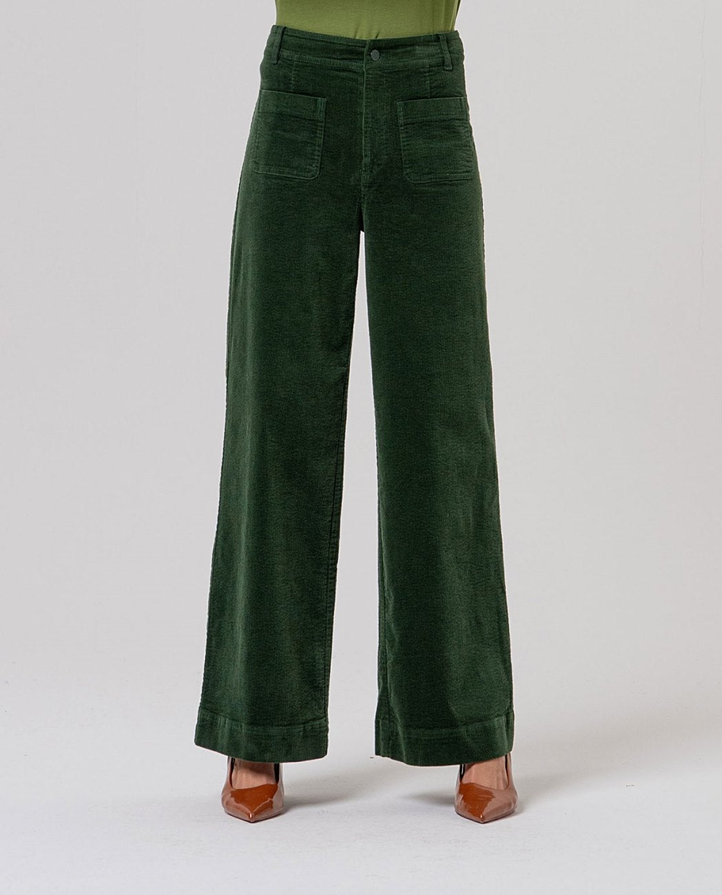 Surkana Wide-leg trousers with patch pockets Khaki