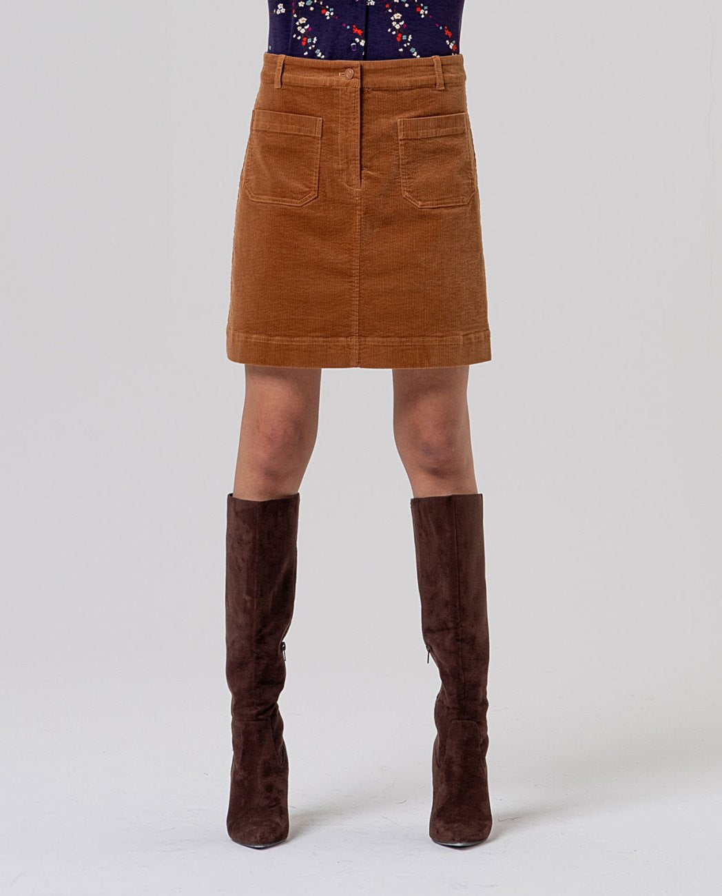 Surkana Mini skirt with patch pockets Toffee