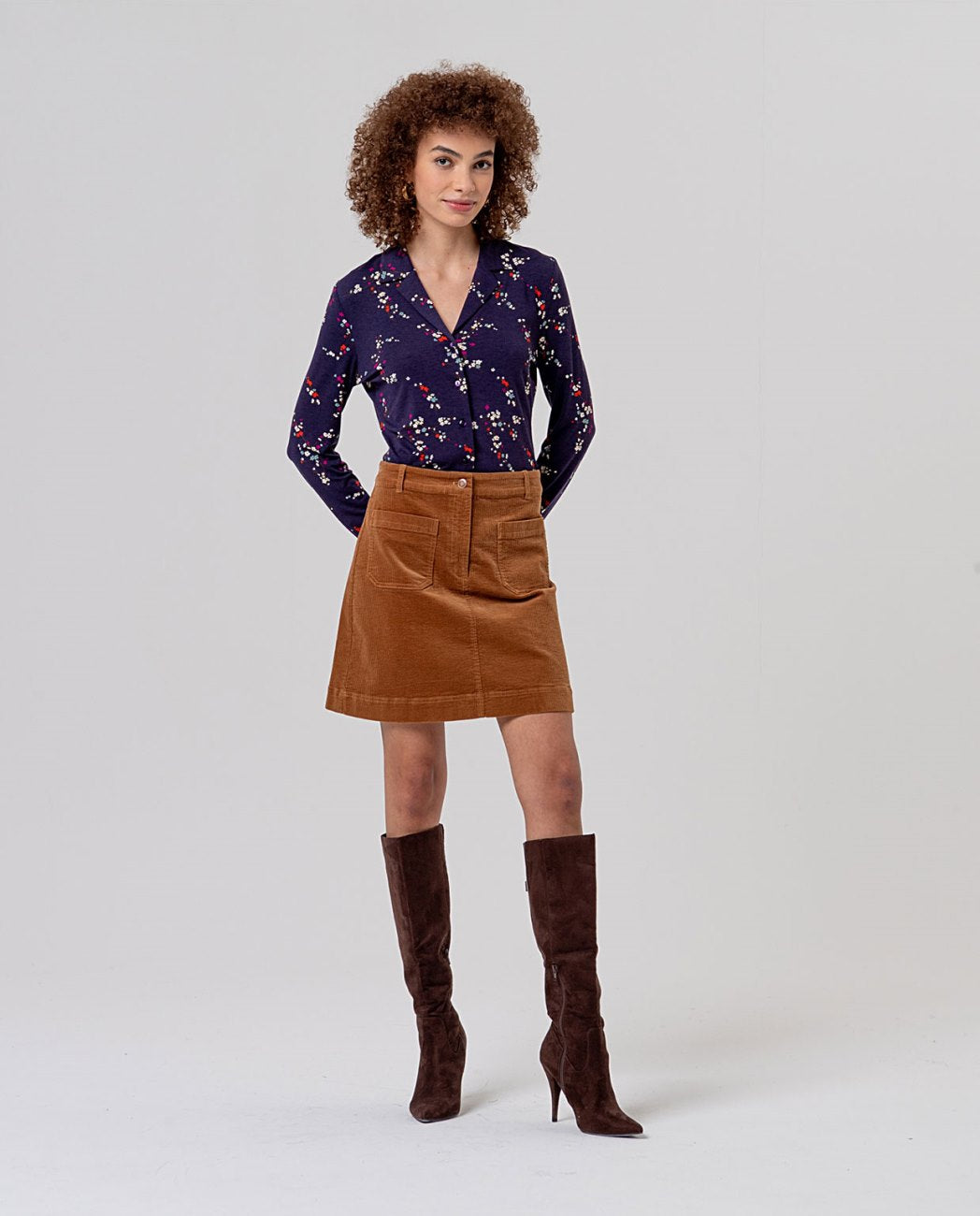 Surkana Mini skirt with patch pockets Toffee
