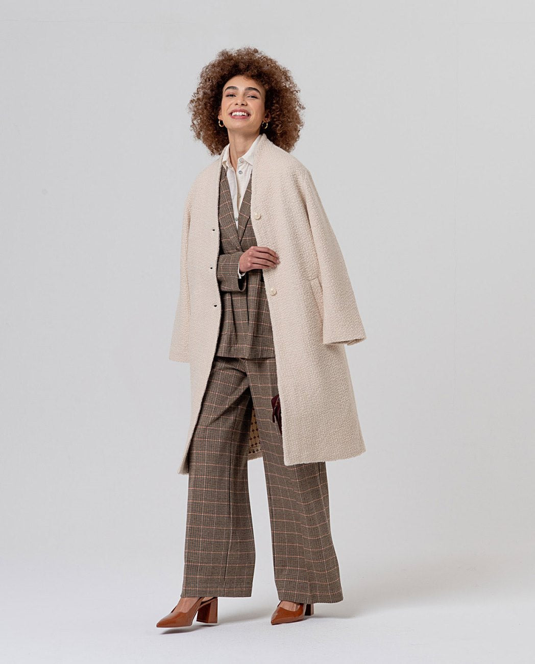 Surkana Wide-leg trousers with fitted waist Camel