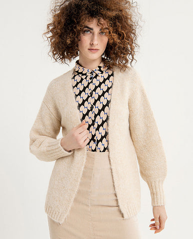 Surkana Open cardigan with puffed sleeves Ecru