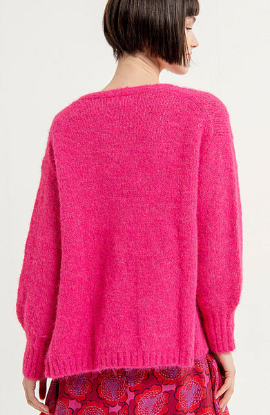 Surkana Open cardigan with puffed sleeves and wide cuffs Fuchsia