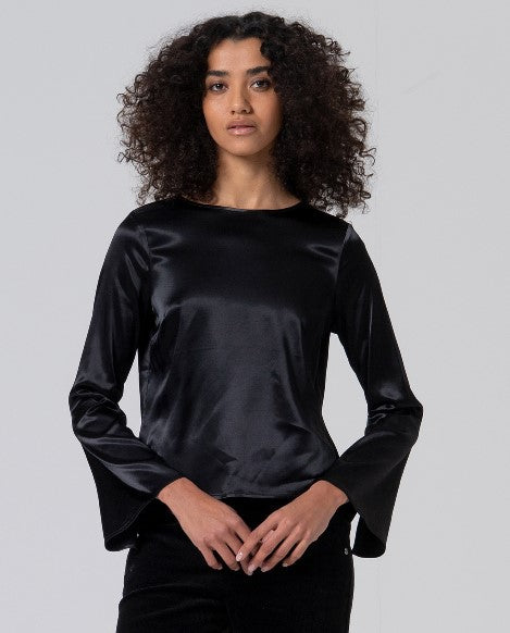 Sukana Satin Blouse Black