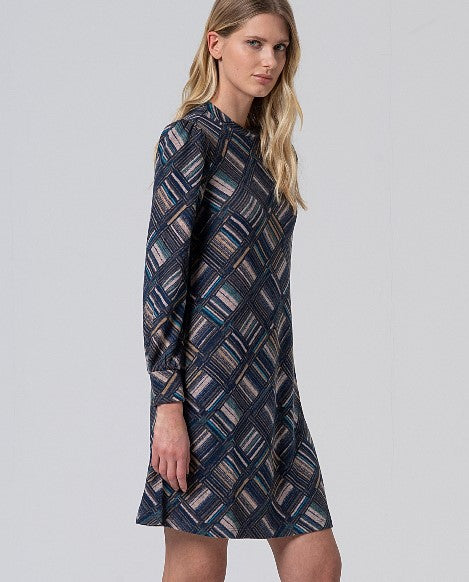 Surkana Geometric Short Dress Blue
