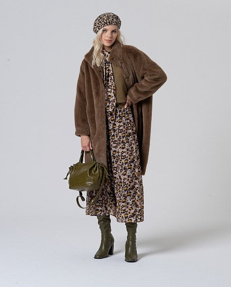 Surkana Faux Fur Coat Khaki