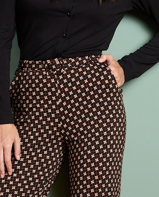 Surkana Flare pants with printed belt Black