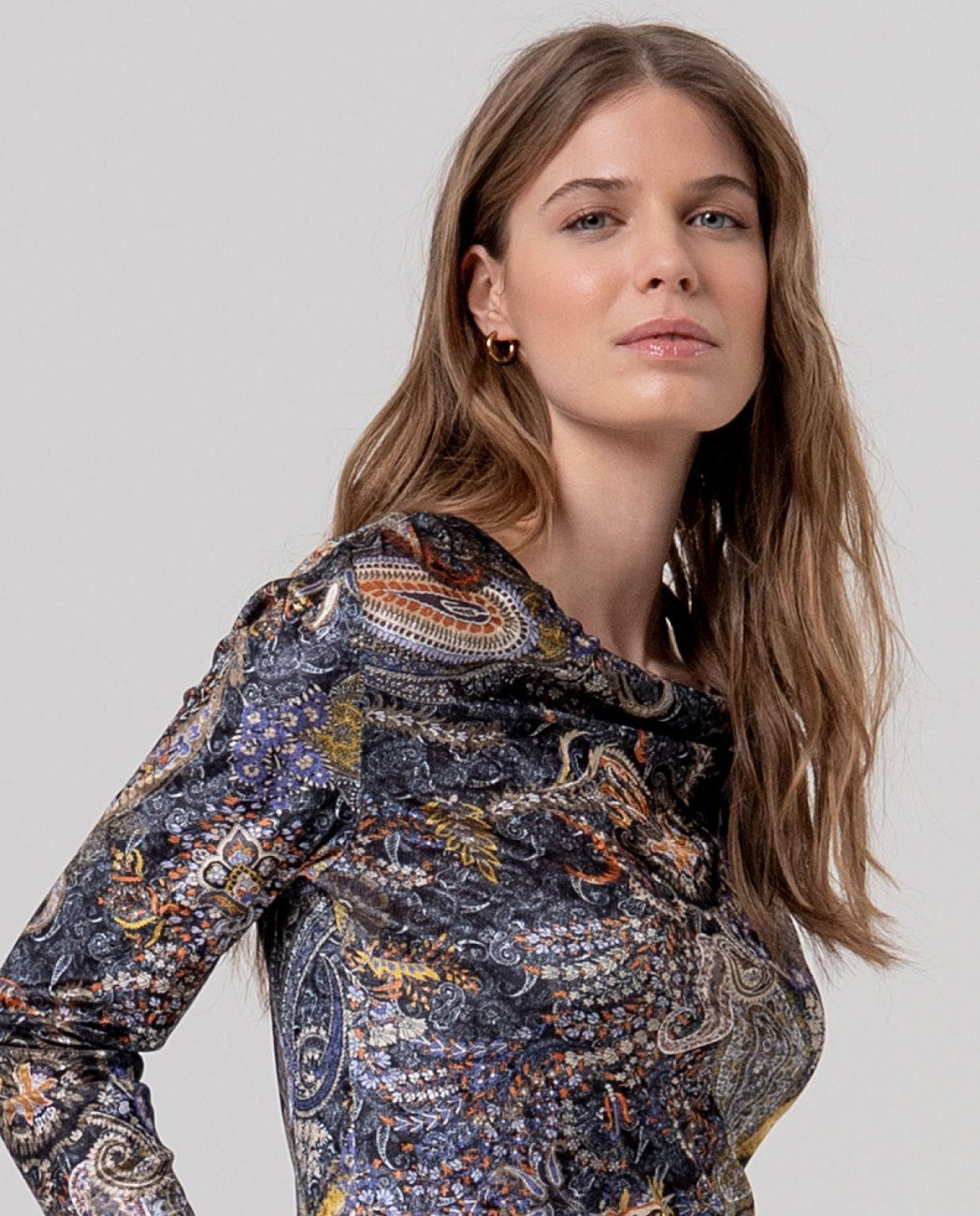 Surkana Draped neckline shirt Cobalt Blue