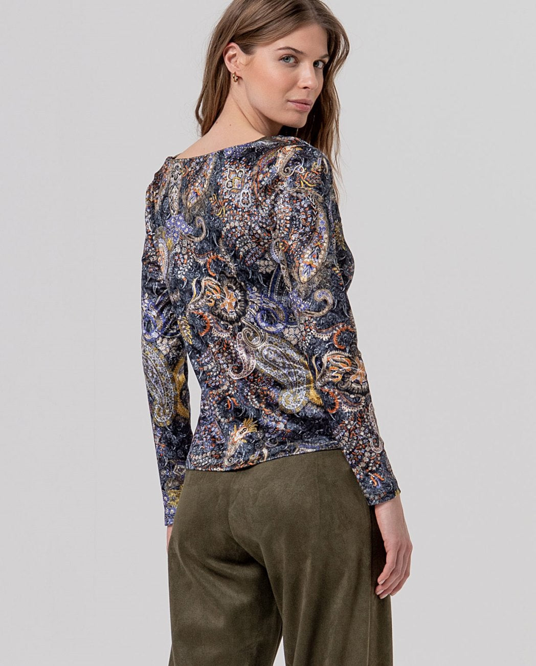 Surkana Draped neckline shirt Cobalt Blue