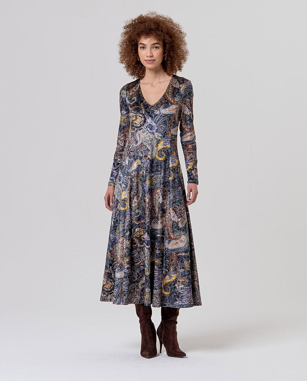 Surkana Midi length boat neckline dress Cobalt Blue