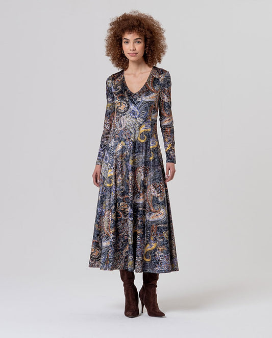 Surkana Midi length boat neckline dress Cobalt Blue