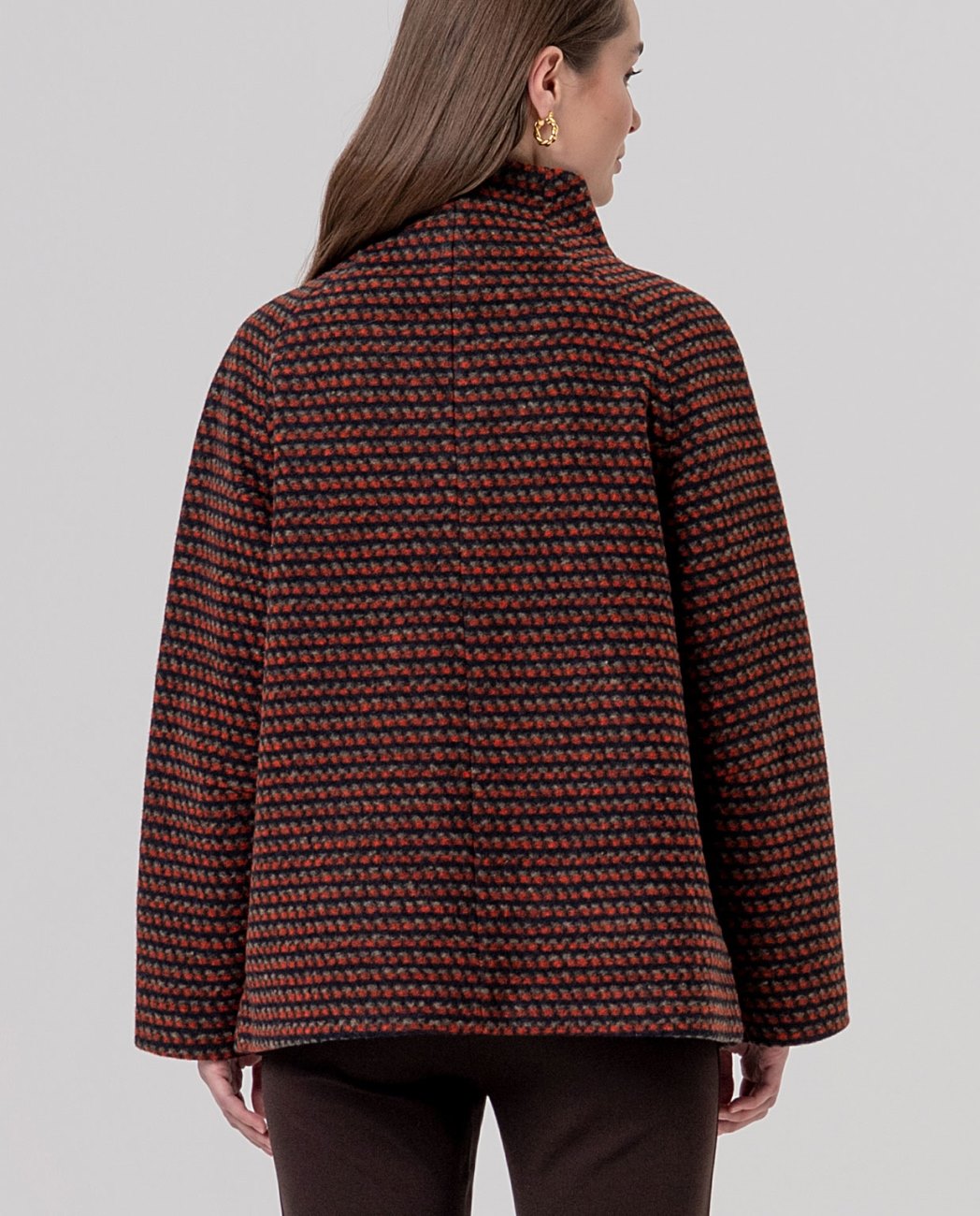 Surkana High neck short coat Red