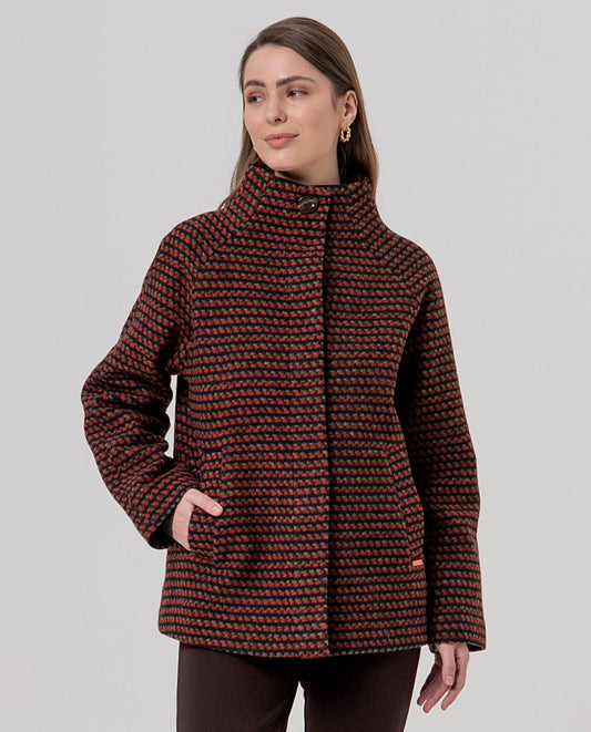 Surkana High neck short coat Red