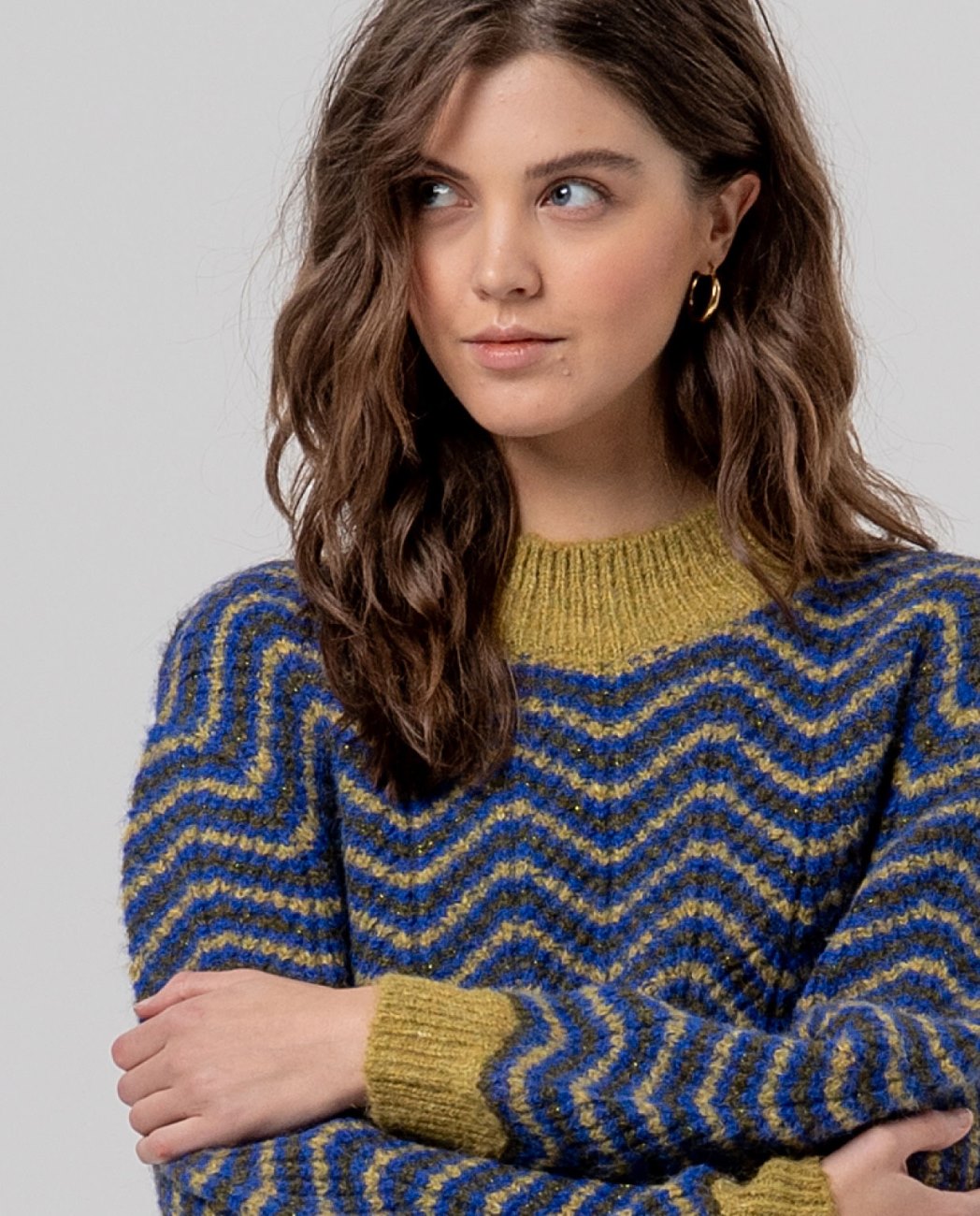 Surkana Scalloped high neck sweater Green