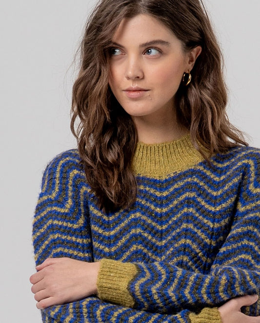 Surkana Scalloped high neck sweater Green