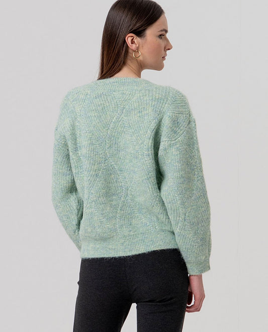 Surkana Cable-knit v-neck sweater Apple Green