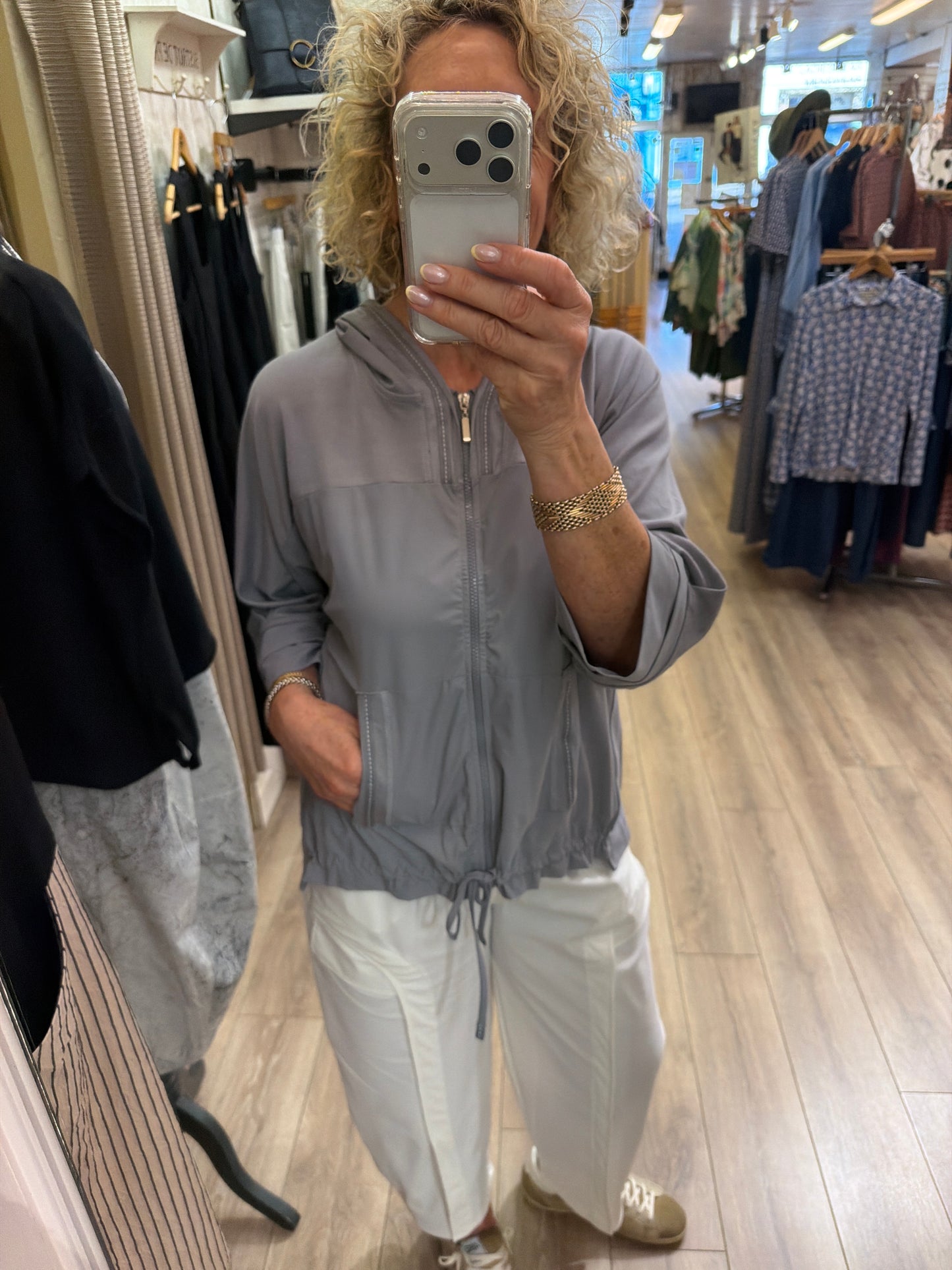 Naya Drawstring Hem Zip Jacket Dove