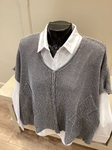 Naya Square Oversize V Neck Knit Slate