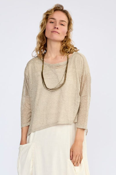 Elsewhere LINEN LOOSE FIT ASYMMETRICAL TOP-NATURAL