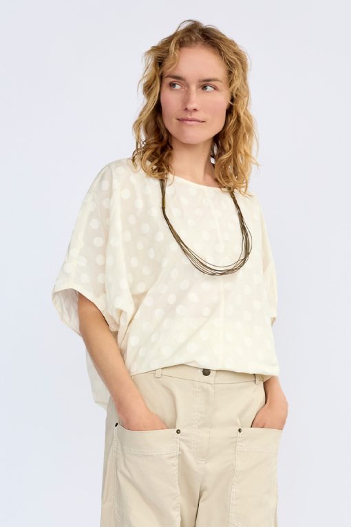 Elsewhere Loose Fit Cotton Top Off White