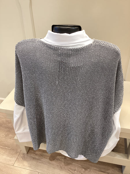 Naya Square Oversize V Neck Knit Slate