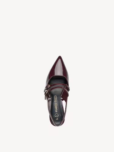 Marco Tozzi Slingback Heel Bordeaux Patent