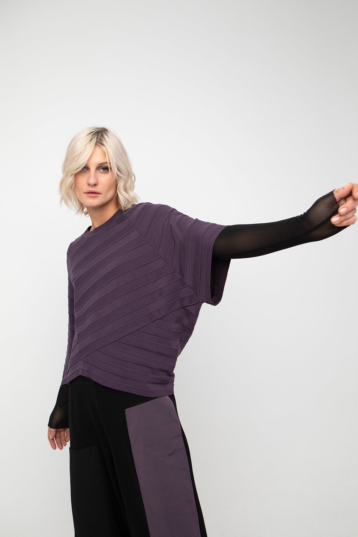 Ozai N Ku Stripe Sweater Grape