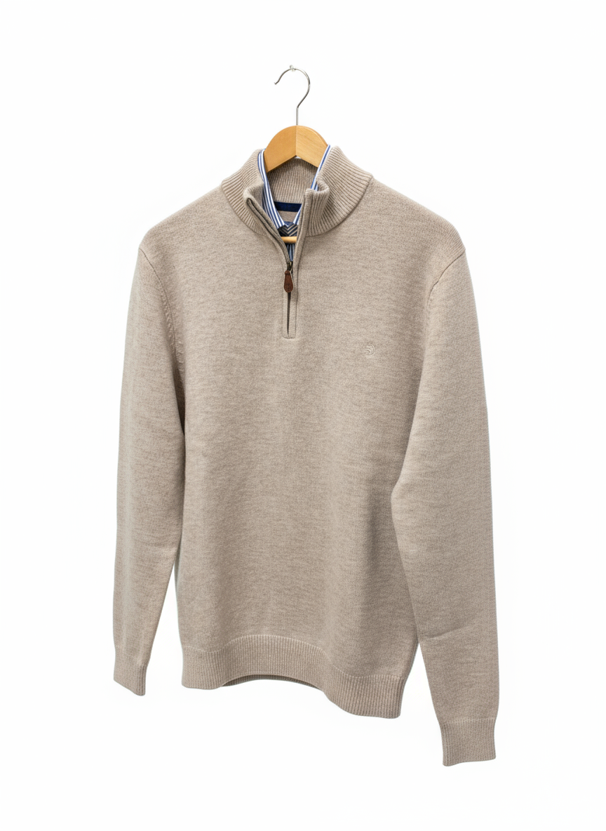 Benetti Franco 1/4 Zip Knit Stone