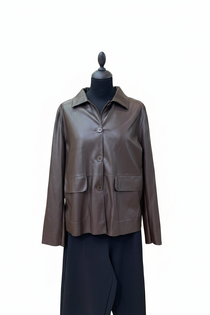 Peruzzi Faux Leather Jacket Brown
