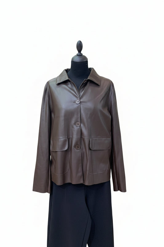 Peruzzi Faux Leather Jacket Brown
