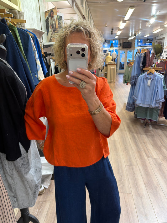Luukaa Solara Linen Top Orange