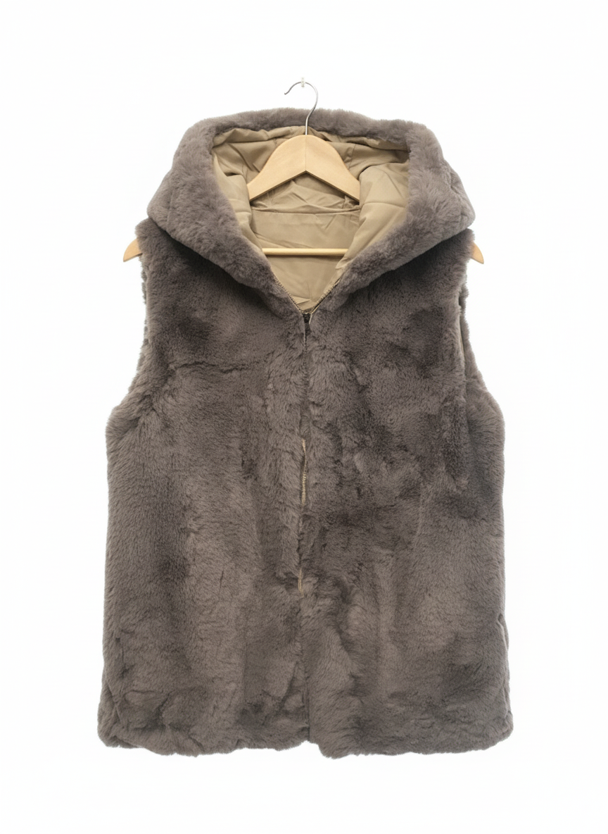 Faux Fur Gilet-Sliver