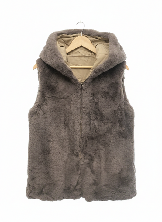 Faux Fur Gilet-Sliver
