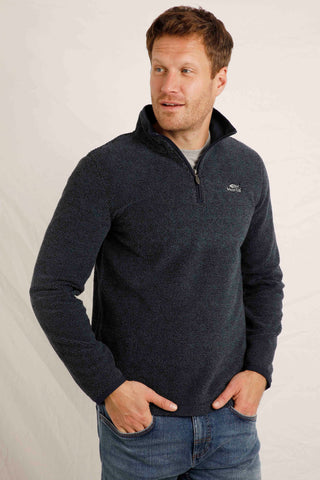 Weird Fish Errill 1/4 zip Textured Fleece/Navy