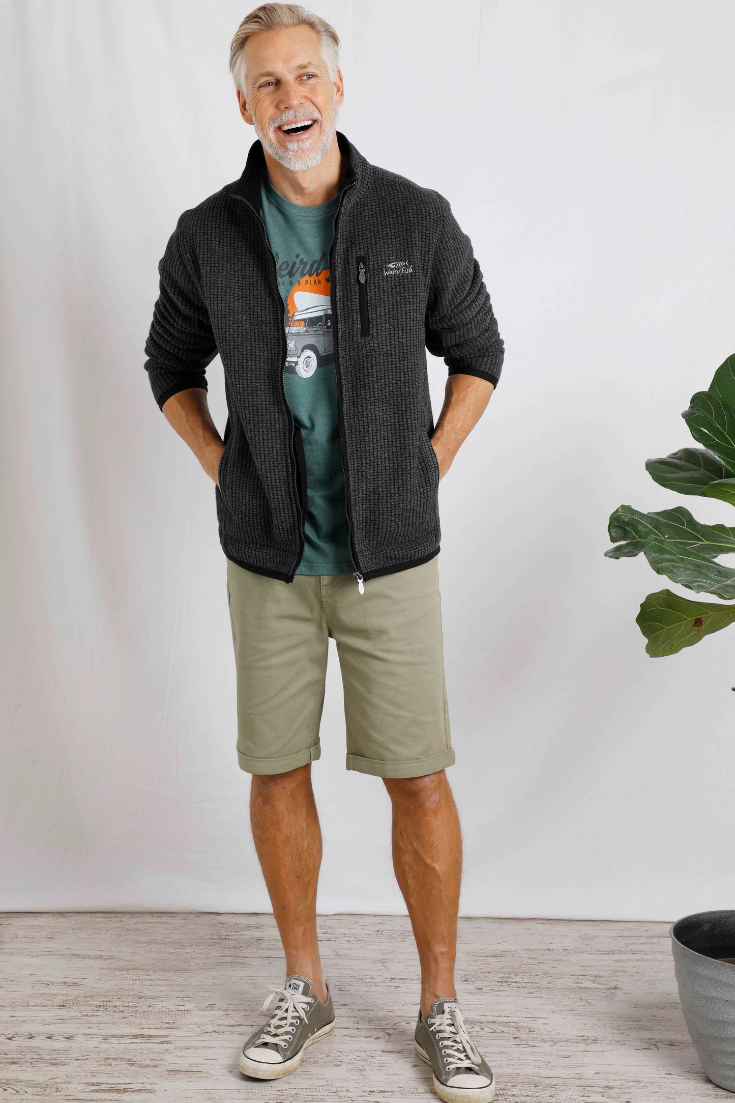 Weird Fish Rossten Fleece Full Zip-Washed Blk