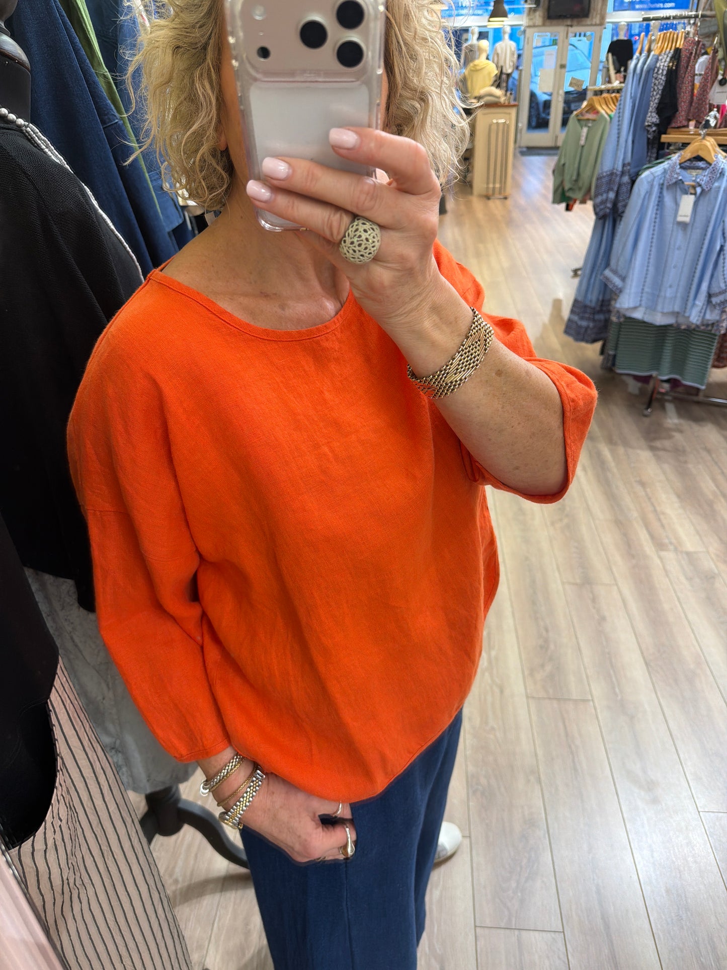 Luukaa Solara Linen Top Orange