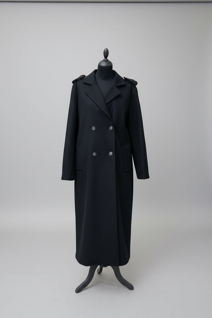 Peruzzi Long Wool Coat Black