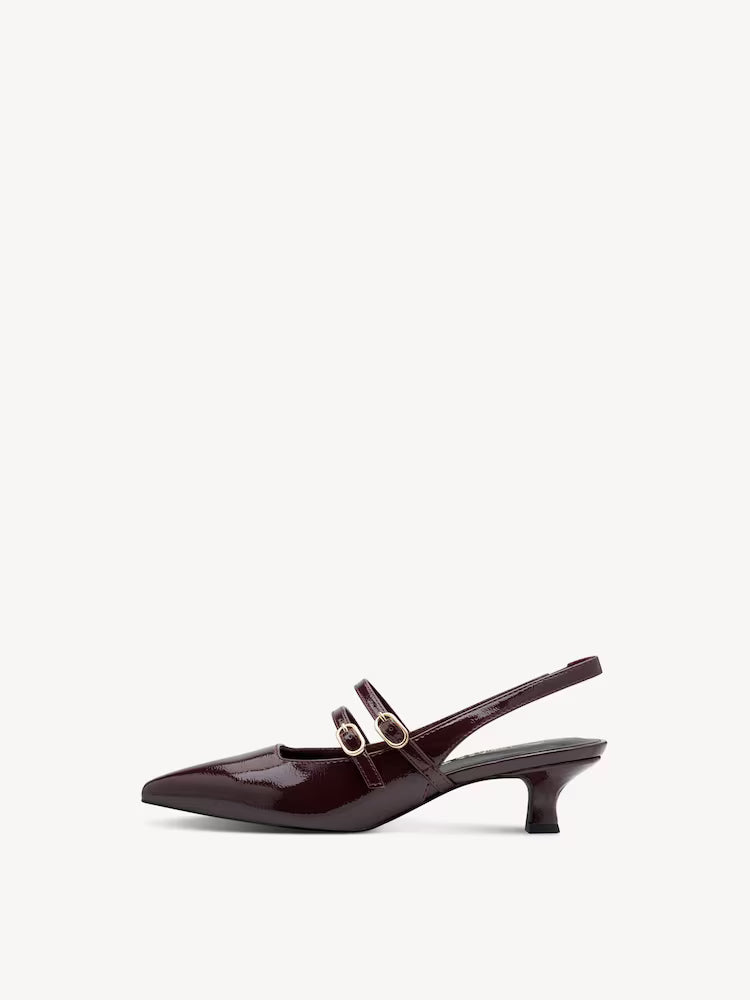 Marco Tozzi Slingback Heel Bordeaux Patent